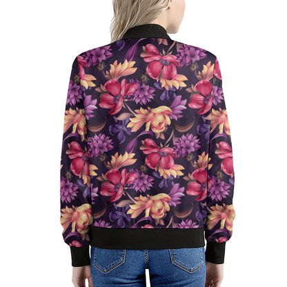 Wild Flower Print Women's Bomber Jacket