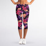 Wild Flower Print Women's Capri Leggings