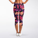 Wild Flower Print Women's Capri Leggings