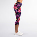 Wild Flower Print Women's Capri Leggings