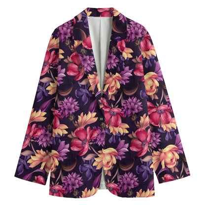 Wild Flower Print Women's Cotton Blazer