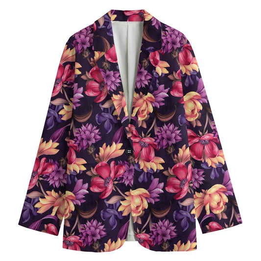 Wild Flower Print Women's Cotton Blazer