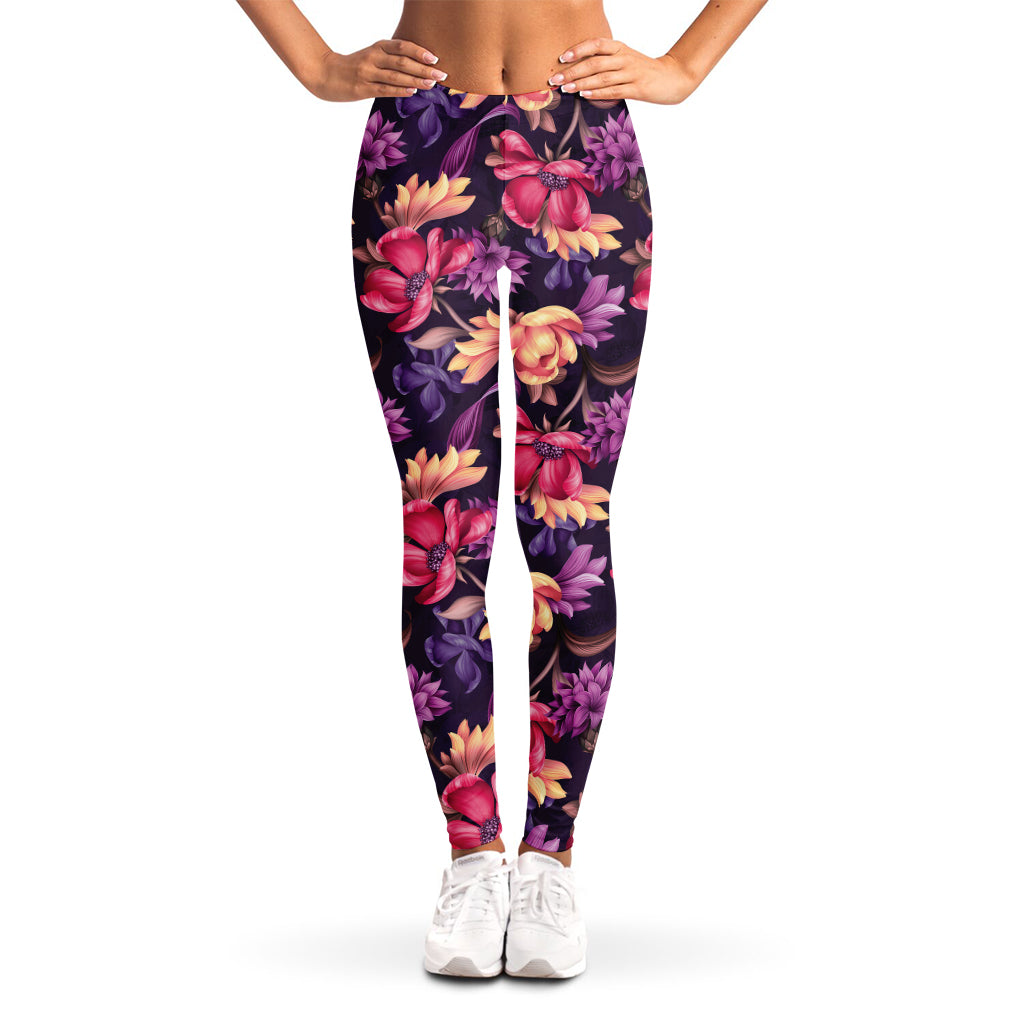 Wild Flower Print Women's Leggings