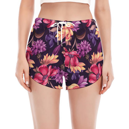 Wild Flower Print Women's Split Running Shorts