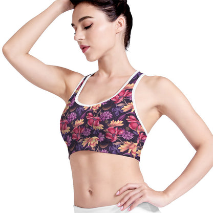 Wild Flower Print Women's Sports Bra