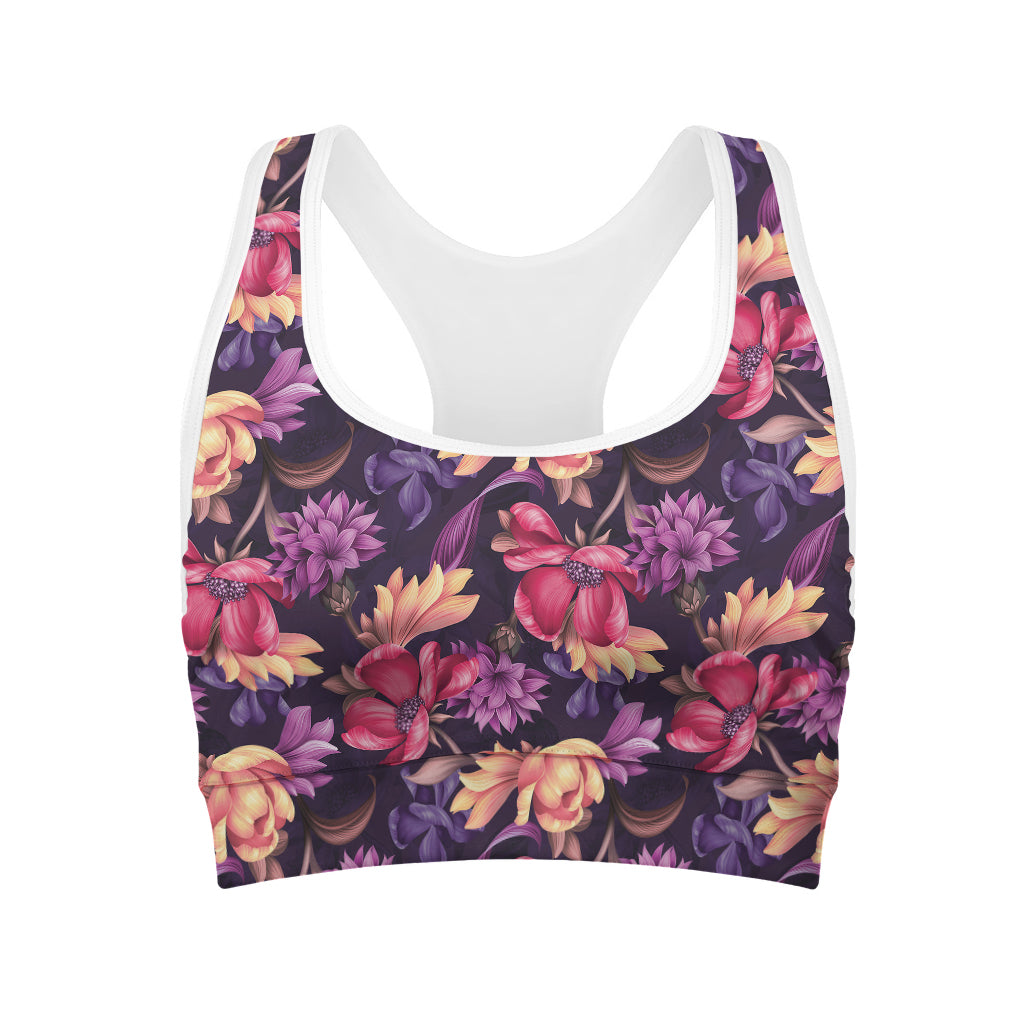 Wild Flower Print Women's Sports Bra