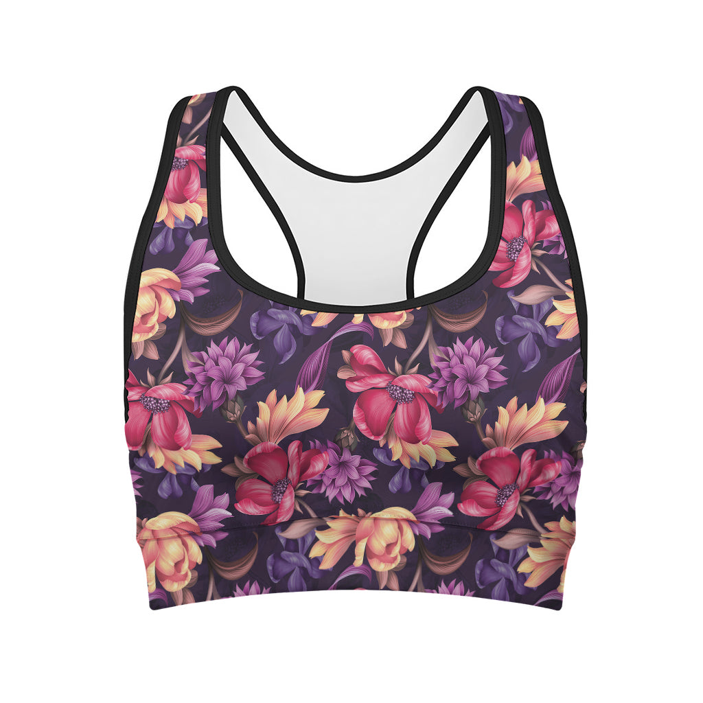 Wild Flower Print Women's Sports Bra