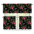 Wild Flowers And Hummingbird Print 3 Piece Kitchen Curtains