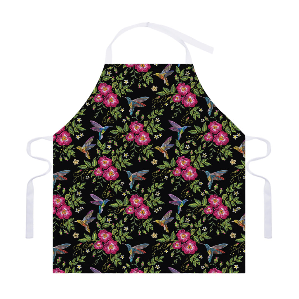 Wild Flowers And Hummingbird Print Adjustable Apron