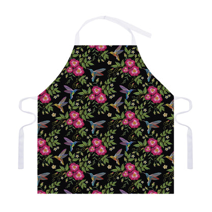 Wild Flowers And Hummingbird Print Adjustable Apron