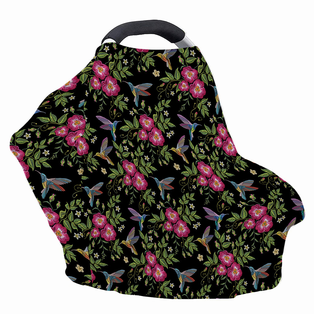 Wild Flowers And Hummingbird Print Baby Seat Cover