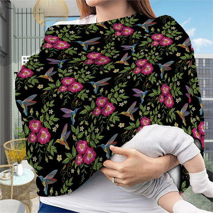 Wild Flowers And Hummingbird Print Baby Seat Cover