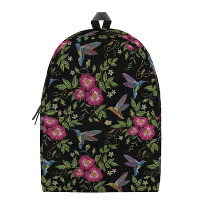 Wild Flowers And Hummingbird Print Backpack