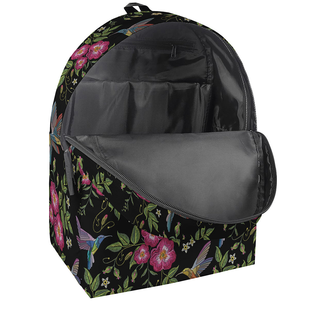 Wild Flowers And Hummingbird Print Backpack