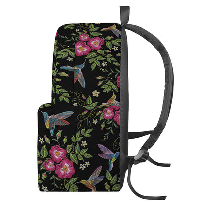 Wild Flowers And Hummingbird Print Backpack
