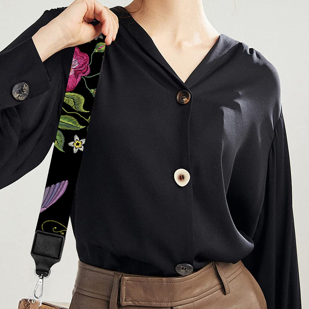 Wild Flowers And Hummingbird Print Bag Strap