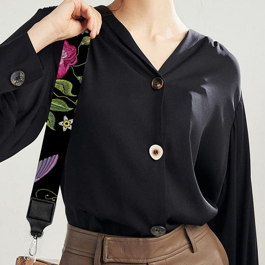 Wild Flowers And Hummingbird Print Bag Strap