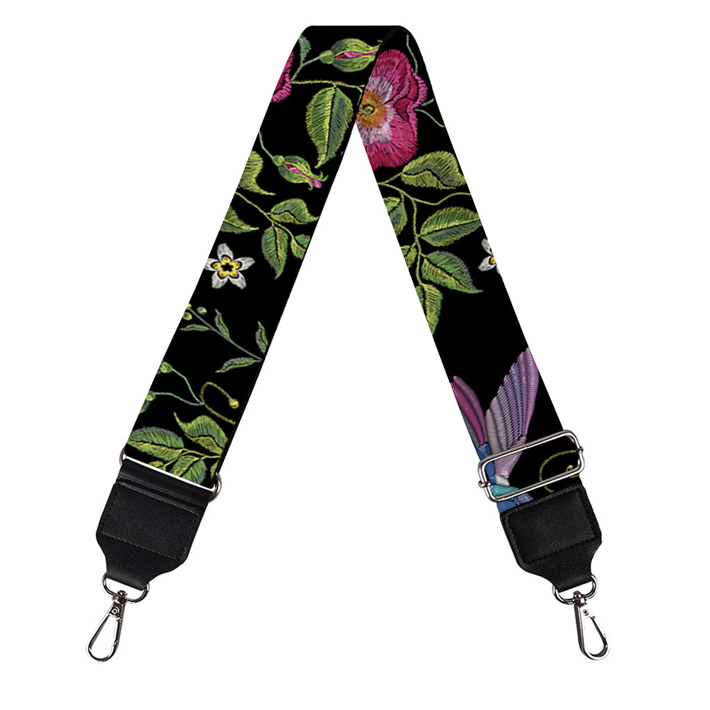 Wild Flowers And Hummingbird Print Bag Strap