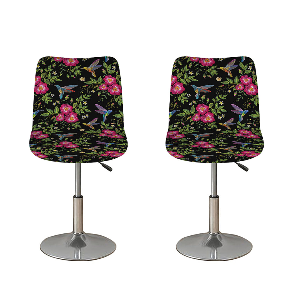 Wild Flowers And Hummingbird Print Bar Stool Covers