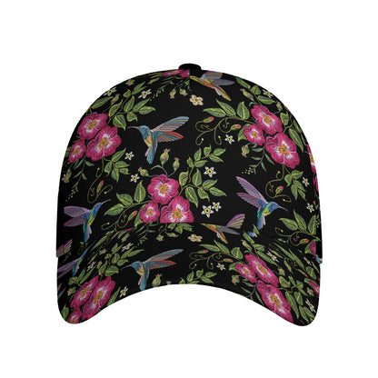 Wild Flowers And Hummingbird Print Baseball Cap