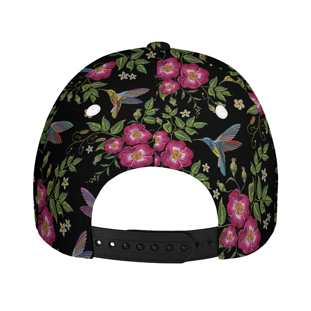 Wild Flowers And Hummingbird Print Baseball Cap