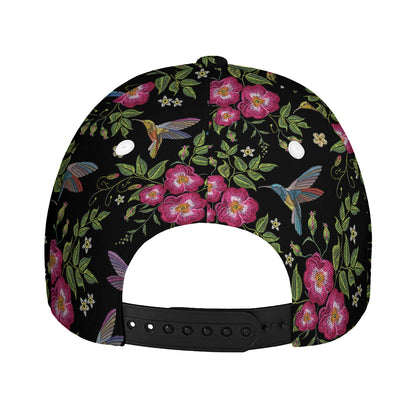 Wild Flowers And Hummingbird Print Baseball Cap