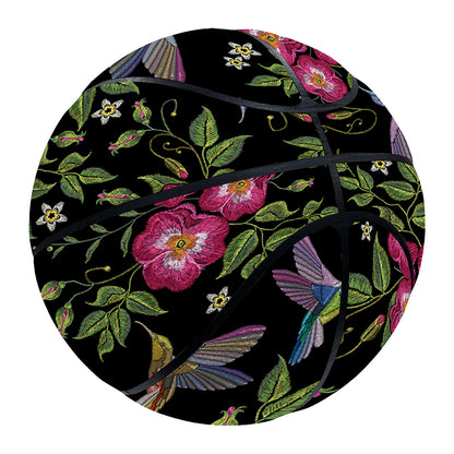 Wild Flowers And Hummingbird Print Basketball