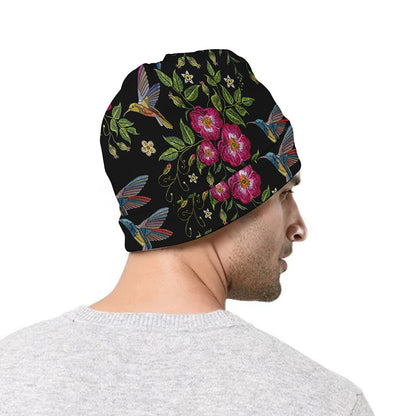 Wild Flowers And Hummingbird Print Beanie