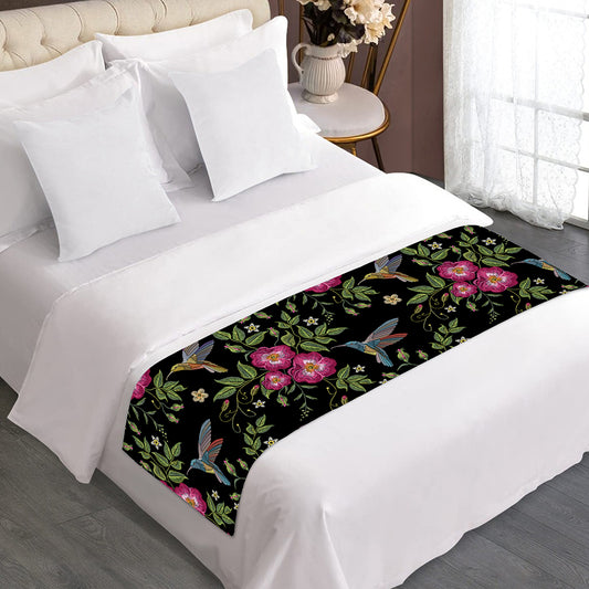 Wild Flowers And Hummingbird Print Bed Runner