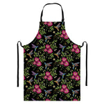 Wild Flowers And Hummingbird Print Bib Apron With Pocket