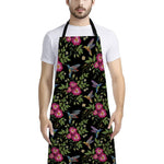 Wild Flowers And Hummingbird Print Bib Apron With Pocket