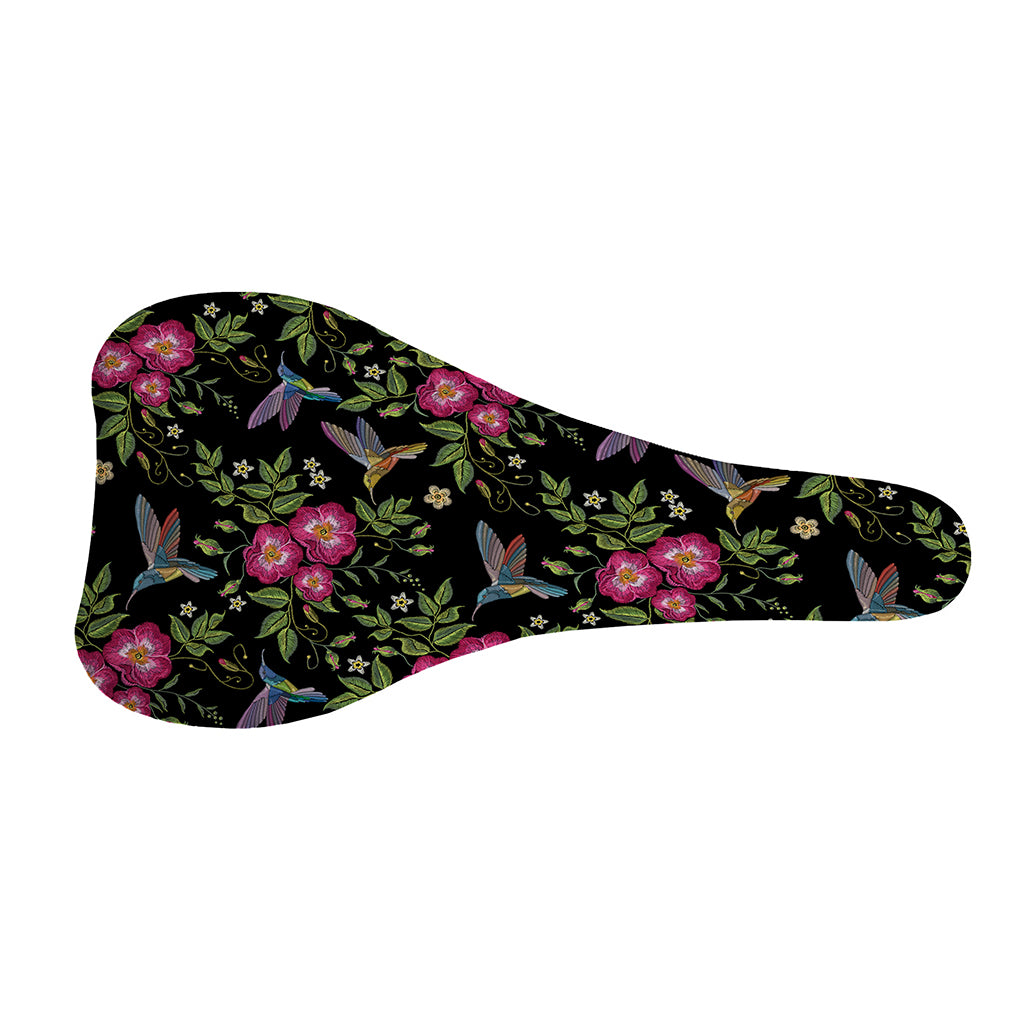 Wild Flowers And Hummingbird Print Bicycle Seat Cover