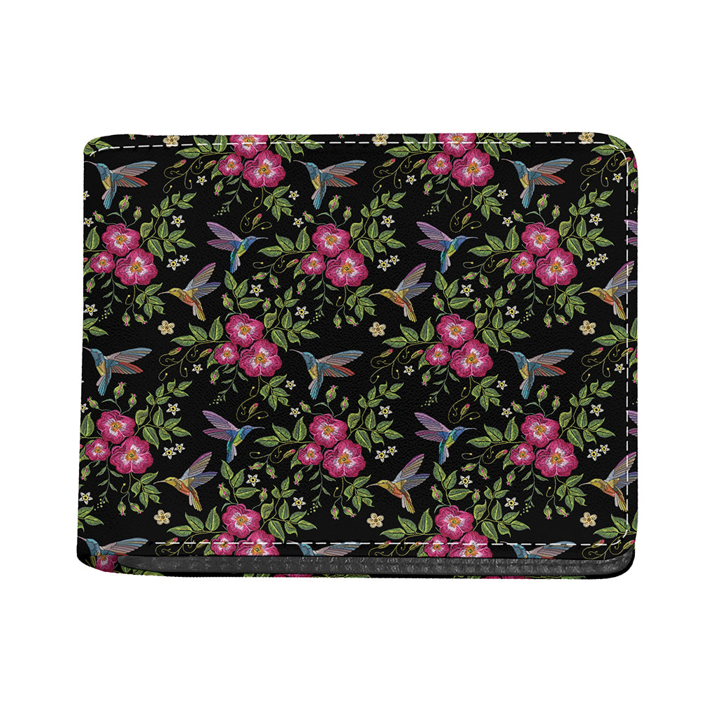 Wild Flowers And Hummingbird Print Bifold Wallet