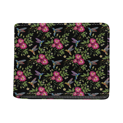 Wild Flowers And Hummingbird Print Bifold Wallet