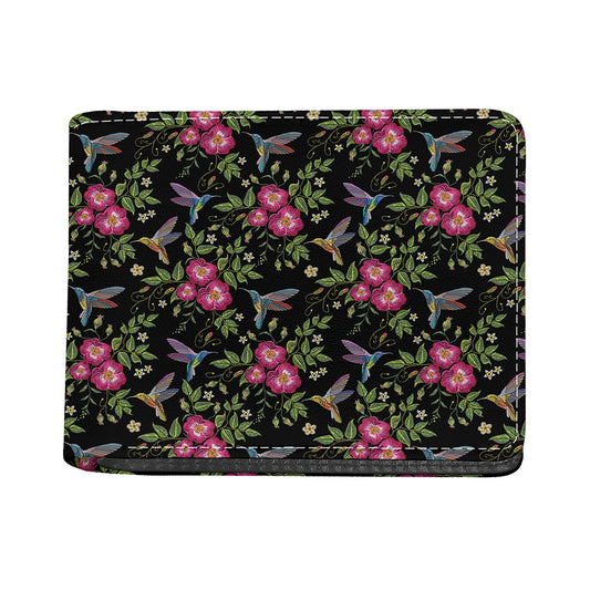 Wild Flowers And Hummingbird Print Bifold Wallet