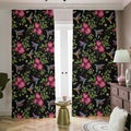 Wild Flowers And Hummingbird Print Dimout Pencil Pleat Curtains
