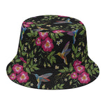 Wild Flowers And Hummingbird Print Bucket Hat