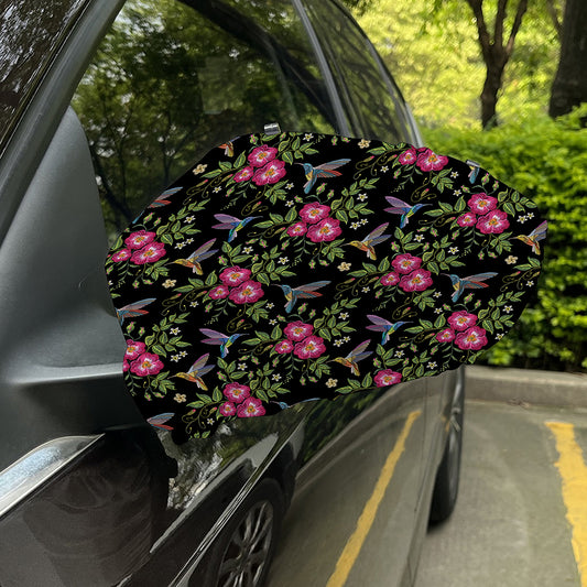 Wild Flowers And Hummingbird Print Car Side Mirror Covers