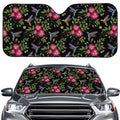 Wild Flowers And Hummingbird Print Car Windshield Sun Shade