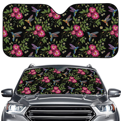 Wild Flowers And Hummingbird Print Car Windshield Sun Shade