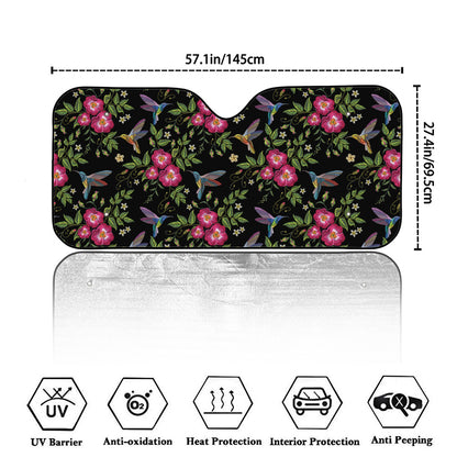 Wild Flowers And Hummingbird Print Car Windshield Sun Shade