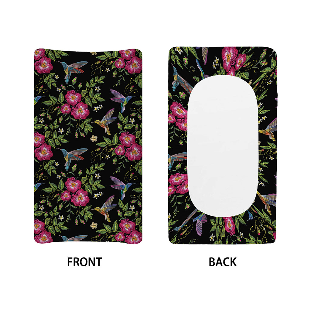 Wild Flowers And Hummingbird Print Changing Pad Cover