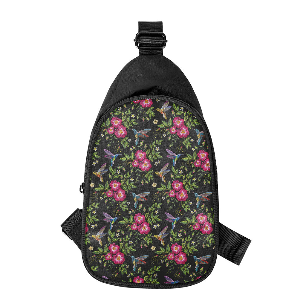 Wild Flowers And Hummingbird Print Chest Bag
