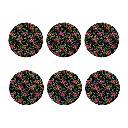 Wild Flowers And Hummingbird Print Coaster Set