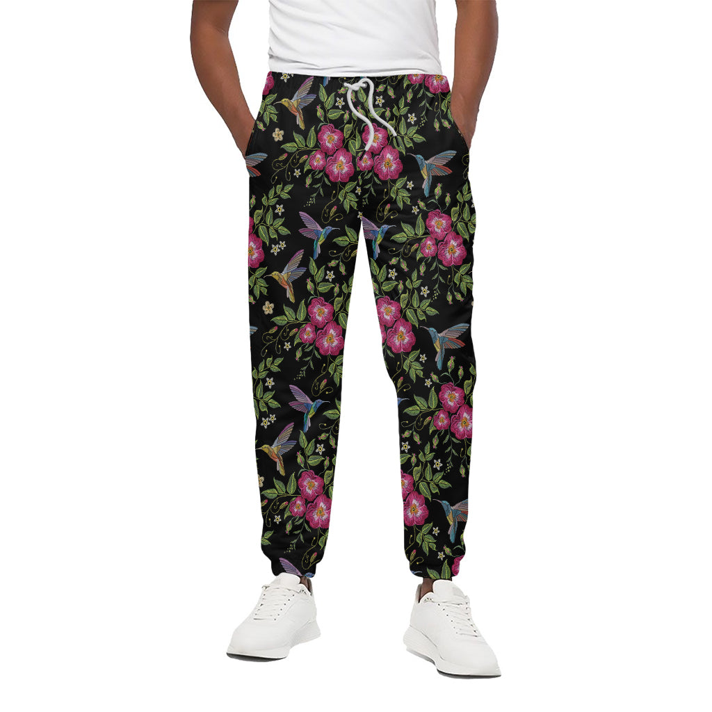 Wild Flowers And Hummingbird Print Cotton Pants