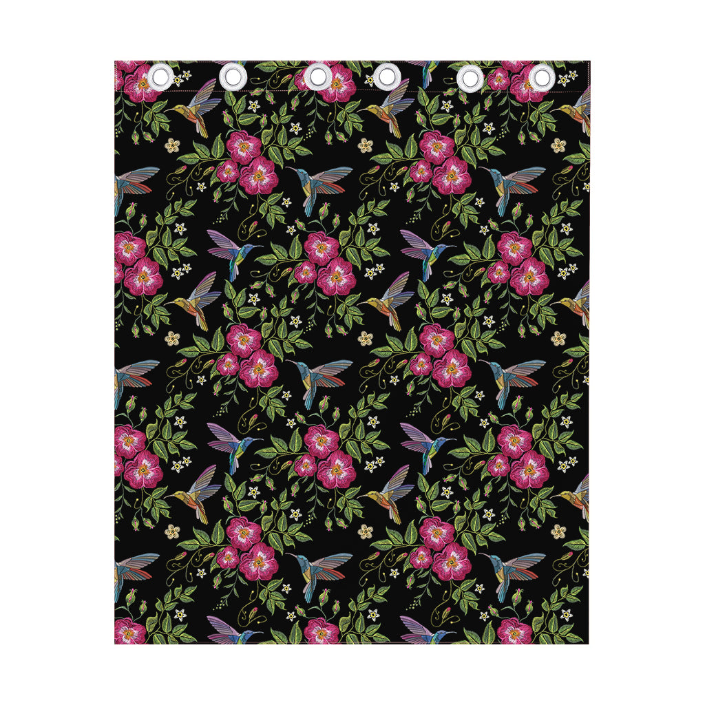 Wild Flowers And Hummingbird Print Curtain
