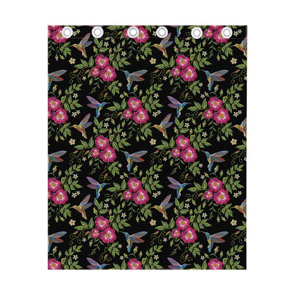 Wild Flowers And Hummingbird Print Curtain
