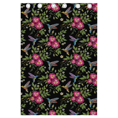 Wild Flowers And Hummingbird Print Curtain
