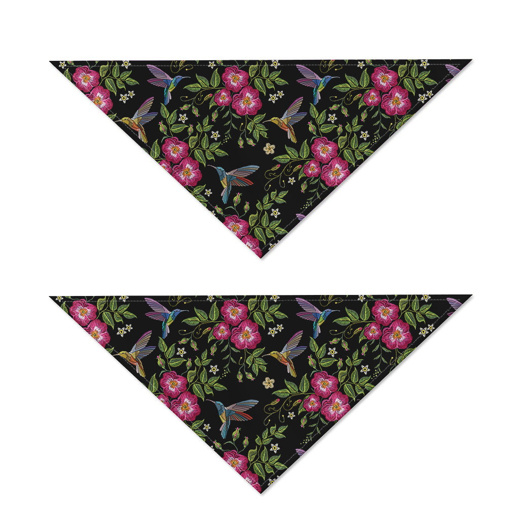 Wild Flowers And Hummingbird Print Dog Bandana