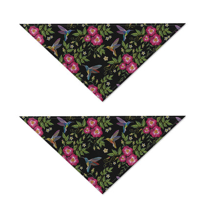 Wild Flowers And Hummingbird Print Dog Bandana